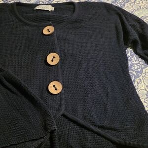 Willow Midnight Cardigan with Wooden Accents